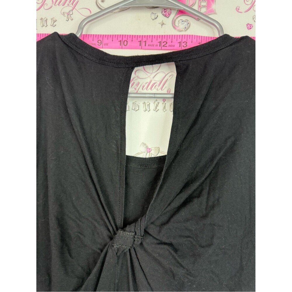 bp tie knot back shirt Black Short Sleeve Scoop Neck Tee - Picture 4 of 8